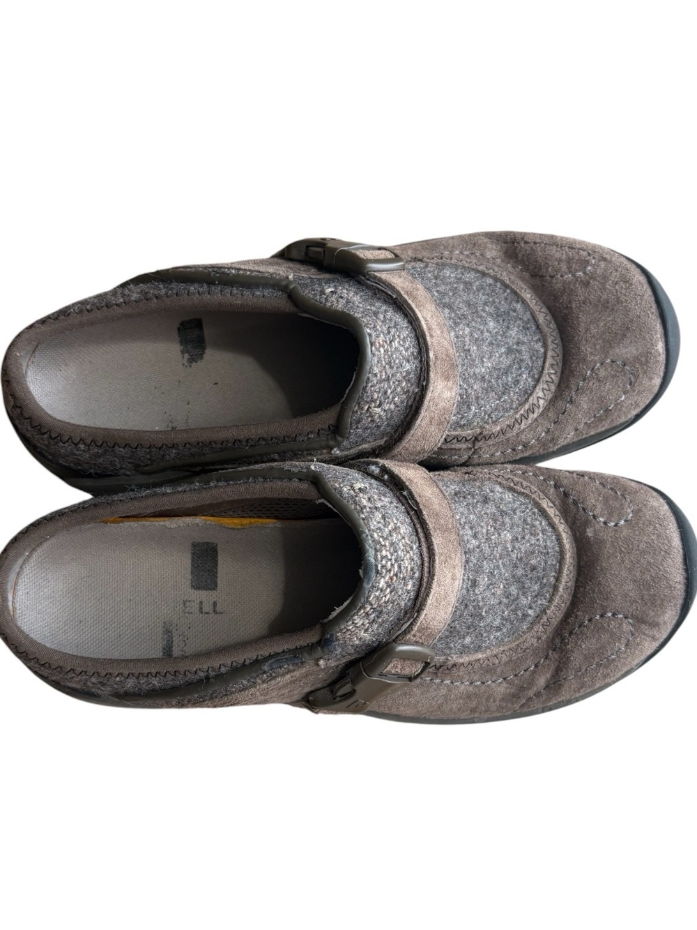 MERRELL Encore Sidestep Slip-On Mules in Gray/Brown Wool Size 6.5 — SO COMFY!!! - Picture 3 of 11